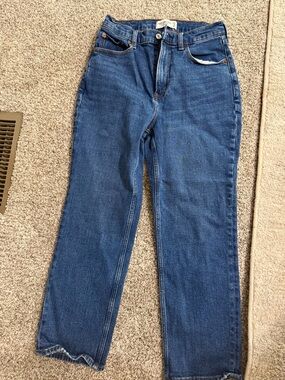Abercrombie & Fitch Women's Straight-Leg Dark Blue Jeans